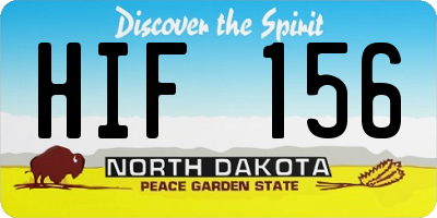 ND license plate HIF156