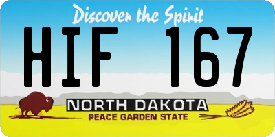 ND license plate HIF167