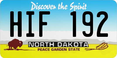 ND license plate HIF192