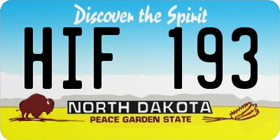 ND license plate HIF193