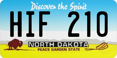 ND license plate HIF210