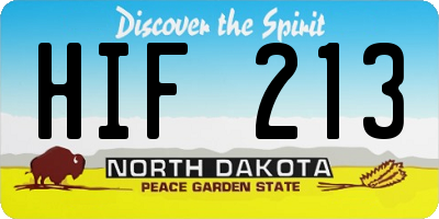 ND license plate HIF213