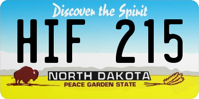 ND license plate HIF215