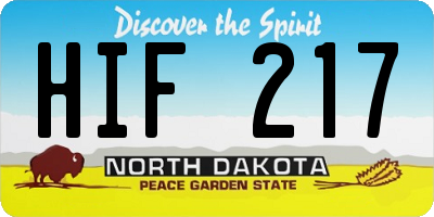 ND license plate HIF217
