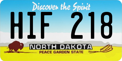 ND license plate HIF218