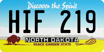 ND license plate HIF219
