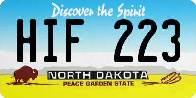 ND license plate HIF223