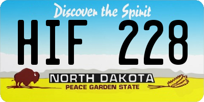 ND license plate HIF228