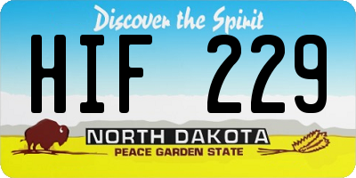ND license plate HIF229