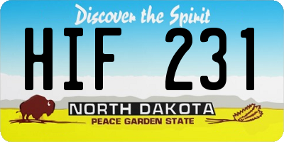 ND license plate HIF231