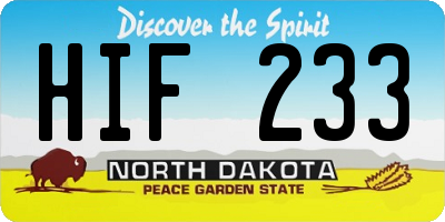 ND license plate HIF233