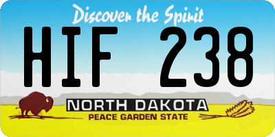 ND license plate HIF238