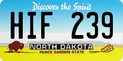 ND license plate HIF239