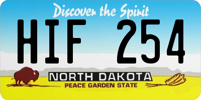 ND license plate HIF254