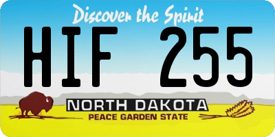 ND license plate HIF255