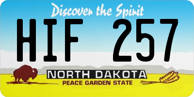 ND license plate HIF257
