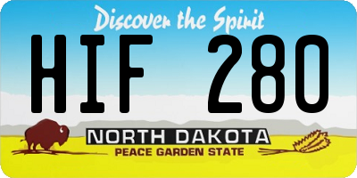 ND license plate HIF280