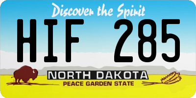 ND license plate HIF285