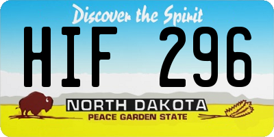ND license plate HIF296