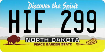 ND license plate HIF299
