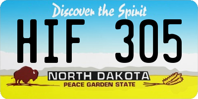 ND license plate HIF305