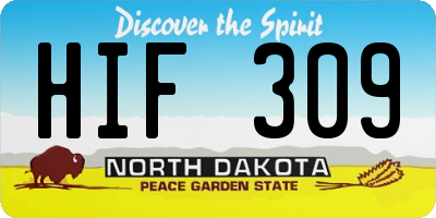 ND license plate HIF309