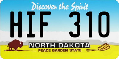 ND license plate HIF310
