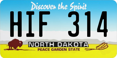 ND license plate HIF314