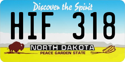 ND license plate HIF318