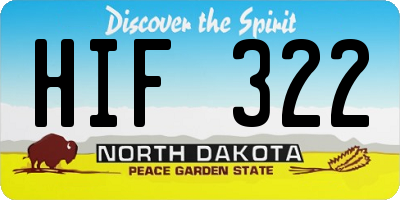 ND license plate HIF322
