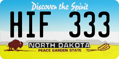 ND license plate HIF333