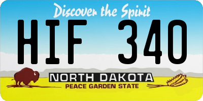 ND license plate HIF340