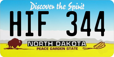 ND license plate HIF344