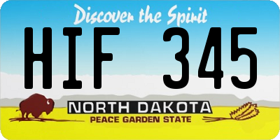ND license plate HIF345