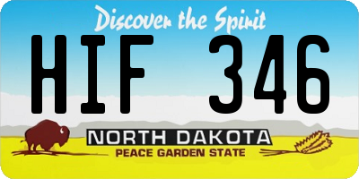 ND license plate HIF346