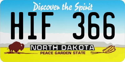 ND license plate HIF366