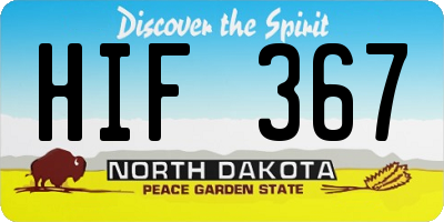ND license plate HIF367