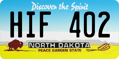 ND license plate HIF402