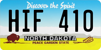 ND license plate HIF410