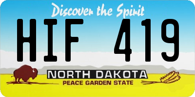 ND license plate HIF419