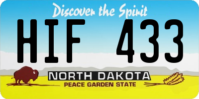 ND license plate HIF433