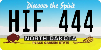 ND license plate HIF444