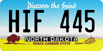 ND license plate HIF445