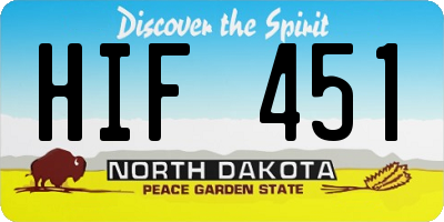 ND license plate HIF451