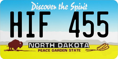 ND license plate HIF455