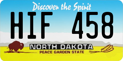 ND license plate HIF458