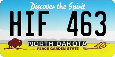 ND license plate HIF463