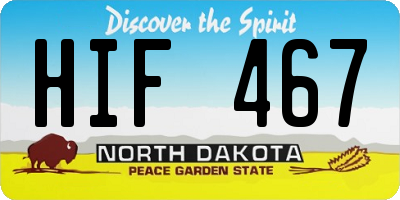 ND license plate HIF467