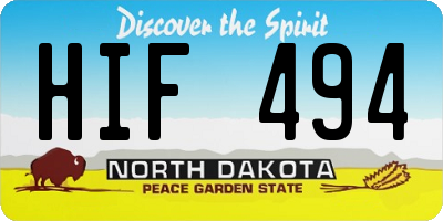 ND license plate HIF494