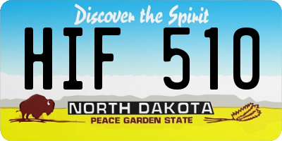ND license plate HIF510